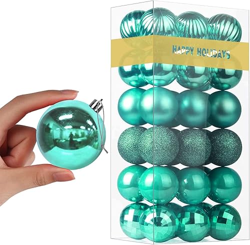 Miniatura 54 de Juego de 10 esferas de Navidad plateadas y rojas de 2.5 pulgadas, adornos para decoración de árbol de Navidad, inastillables, para cumpleaños