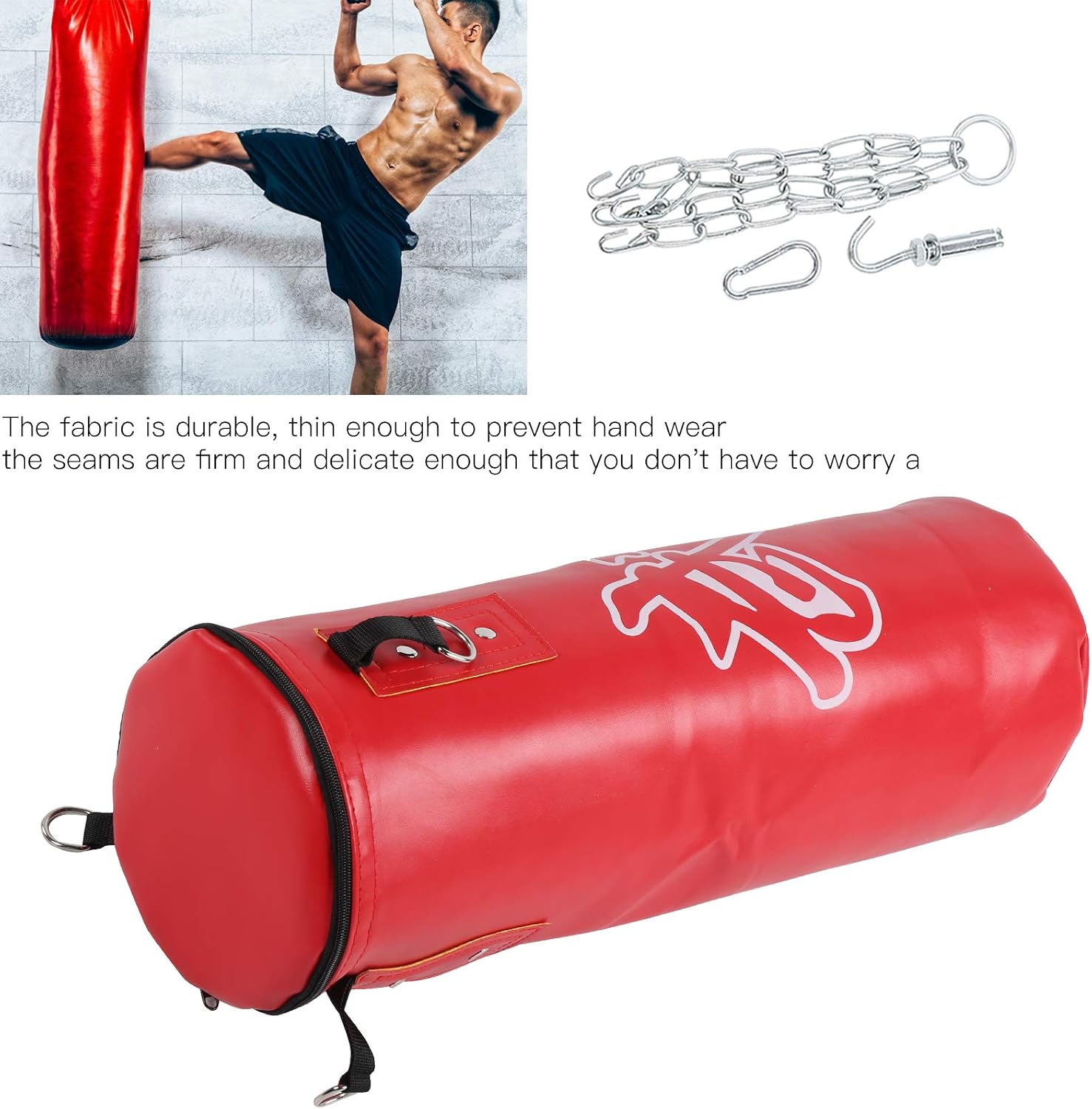 Punching Bag for Adults, 3 Layer Thicken PU Heavy Boxing Bags with Chain Ceiling Hook, Hanging Boxing Bag for Home Gym Training