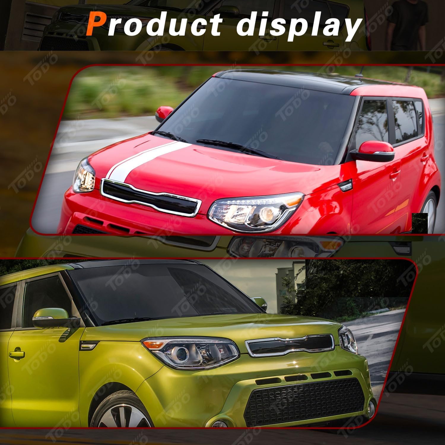 TODO Exterior Molding Pair Gloss Black Windshield Pillar Trim Compatible with 2014-2018 Kia Soul Replace 86170-B2000 86180-B2000 (Driver Left/Passenger Right Side)