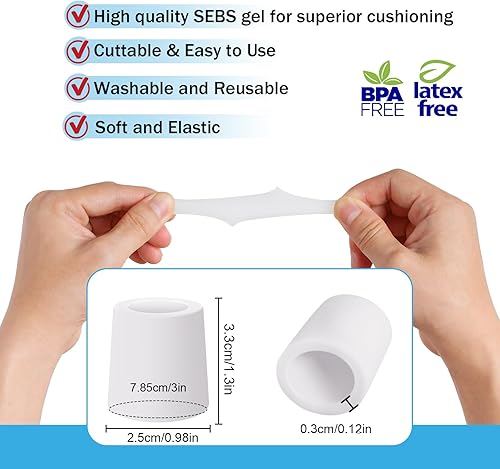 Miniatura 10 de Mangas para los dedos, protectores de dedos, (14 unidades), fundas de silicona para dedos de los pies, tubos de punta abierta para ampollas, callos,