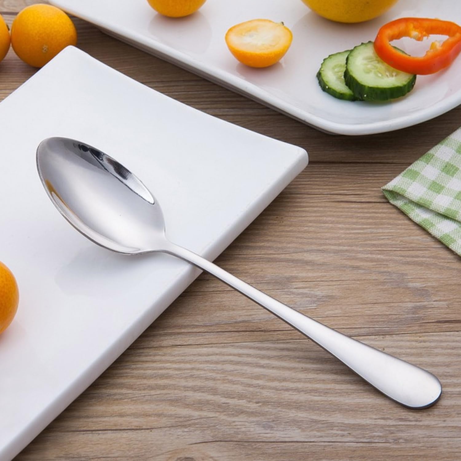 Cuillère, 12pcs Cuillère à Dessert, 19.2cm Cuillère Facile à Nettoyer