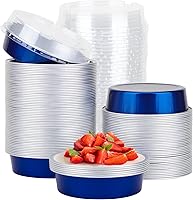 Vista 12 de Beasea Paquete de 20 Moldes para Cheesecake con Tapas, 8 Oz, 4 Pulgadas Moldes Redondos de Papel de Aluminio para Tartas, Contenedor para Muffins