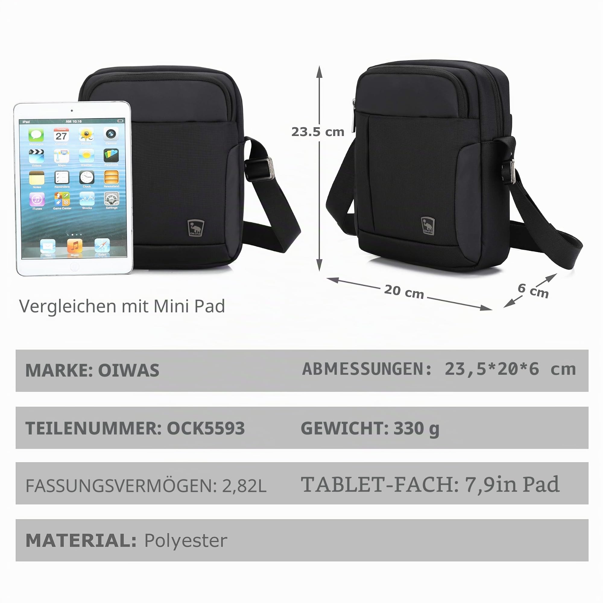 OIWAS Umhängetasche Herren Klein Männerhandtasche Schultertasche Handytasche zum Umhängen Herrentasche Tasche Männer Sportlich