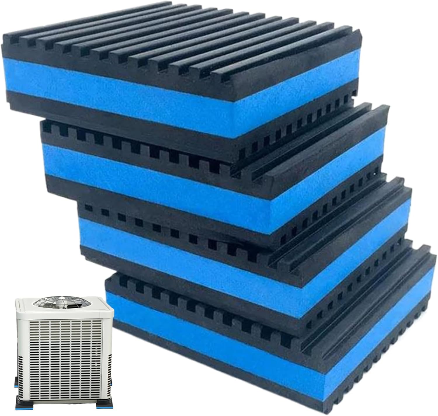 4Pcs Anti Vibration Mat, Heavy Duty Blue Rubber Vibration Isolator Pad for Air Conditioner, Compressors, Treadmills 4x 4 x7/8″ Anti Pads for Washing Machine – Mat Treadmill