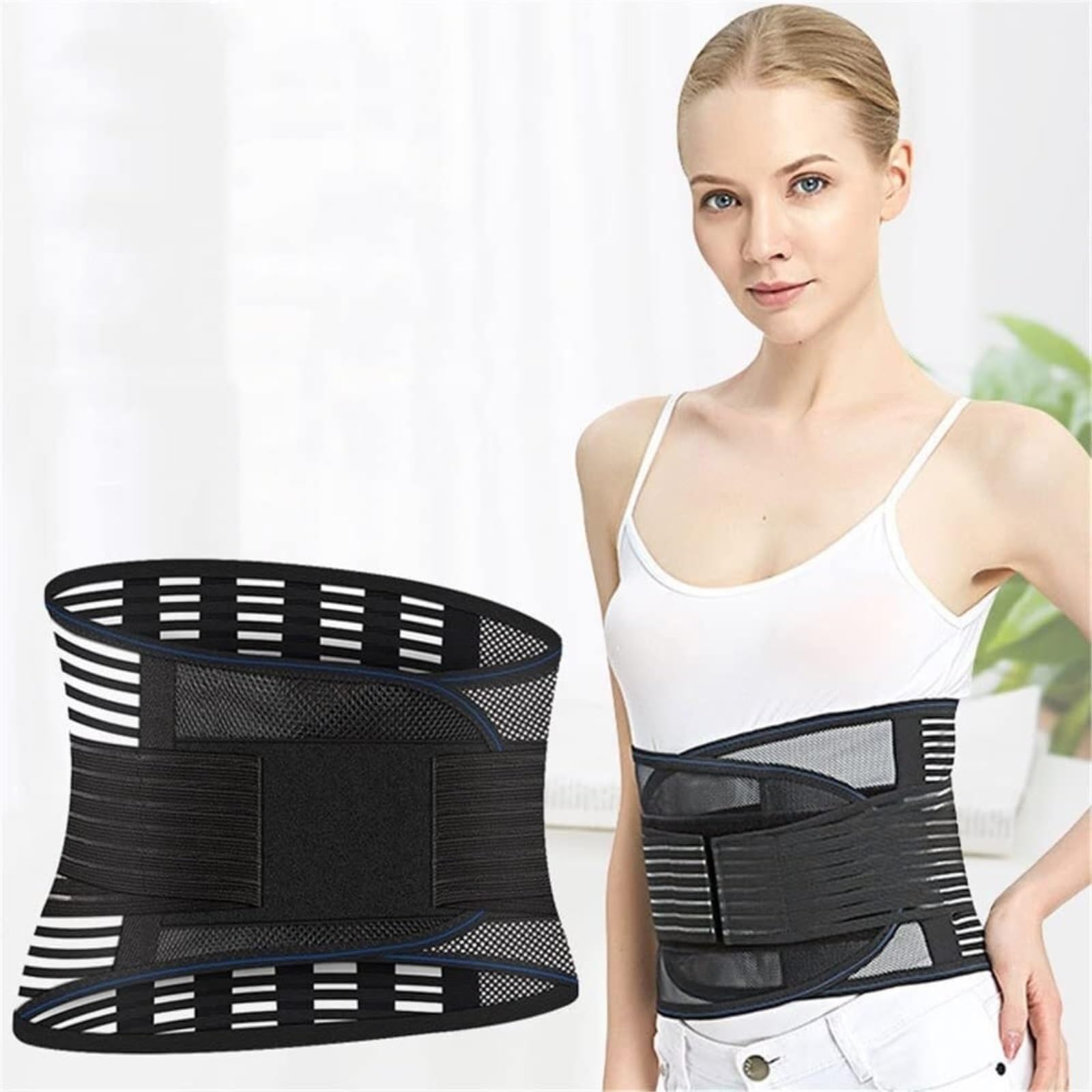 Fascia Lombare Cintura di Supporto Lombare Leggera E Traspirante, Inferiore, Dimagrante per Allenamento della Vita Rinforzo Schiena(Black,XXL)