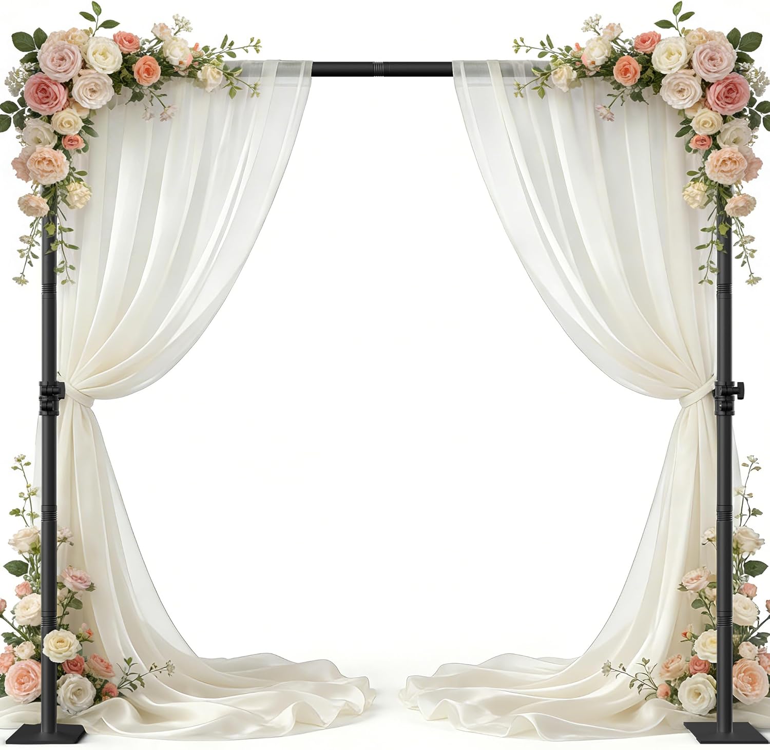 AKTOP Room Divider Curtain Rod, Freestanding No Drilling Privacy Room Separator for Space Partition, 89" H x 91" W Adjustable Heavy Duty Wall Divider Tension Rod for Room Separation with Carrying Bag