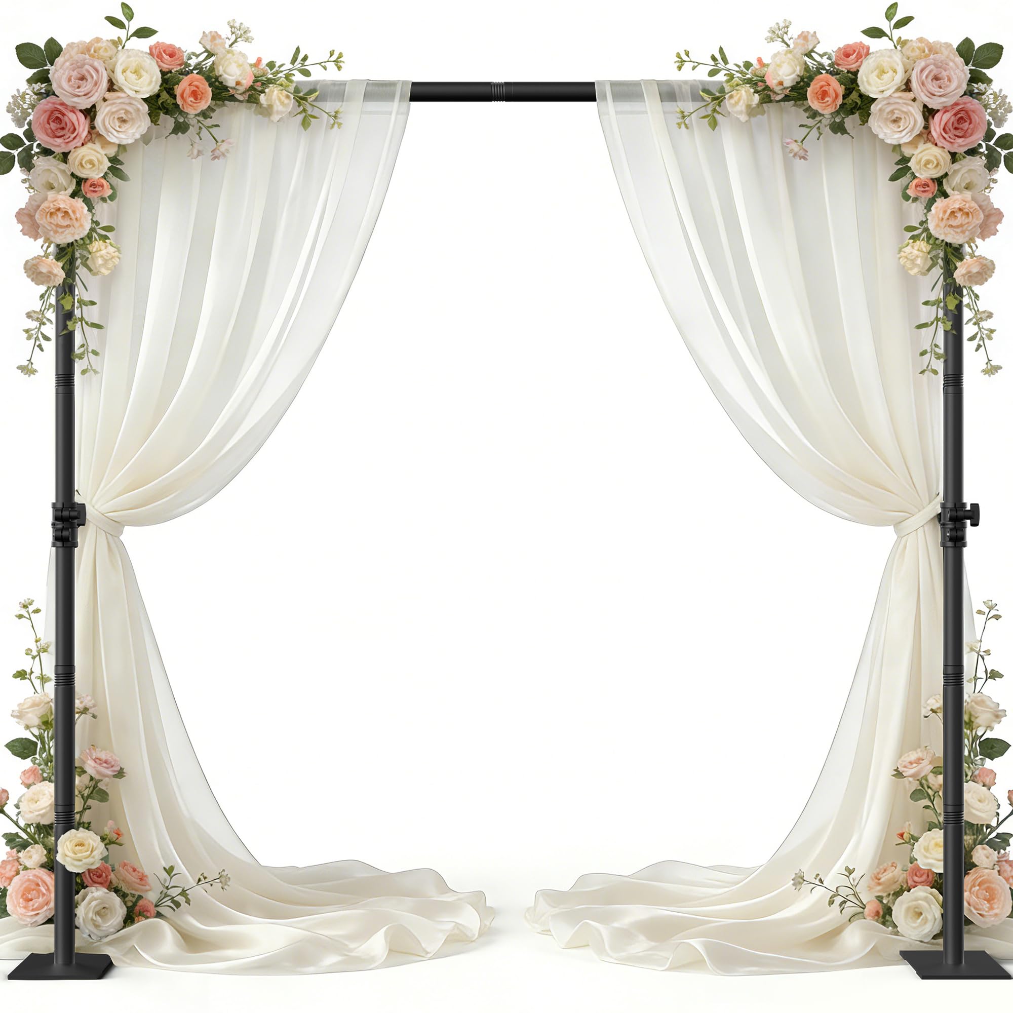 Photo 1 of AKTOP Room Divider Curtain Rod, No Drill Freestanding Room Separator, Black
