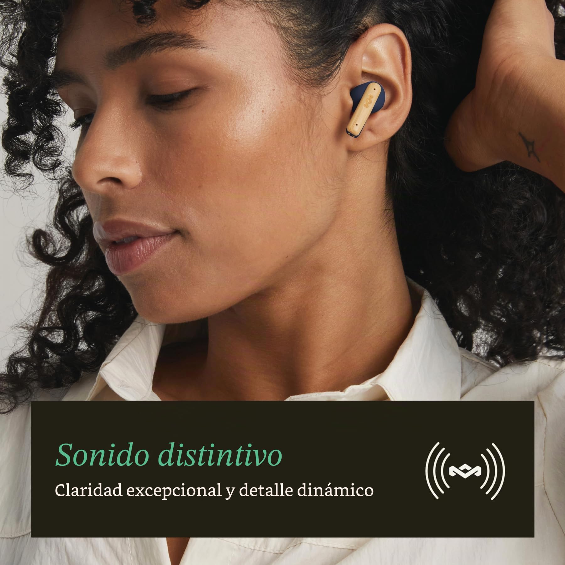 Marley House of Little Bird True Wireless Bluetooth Earbuds - IPX4, Azul | Auriculares Inalámbricos, Micrófono Integrado, 24 Horas de Reproducción, Carga Rápida por USB-C, Sostenibles