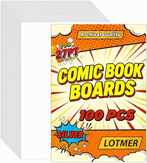 100 Pack Silver Age Comic Boards, Thickened 27PT Comic Backing Boards