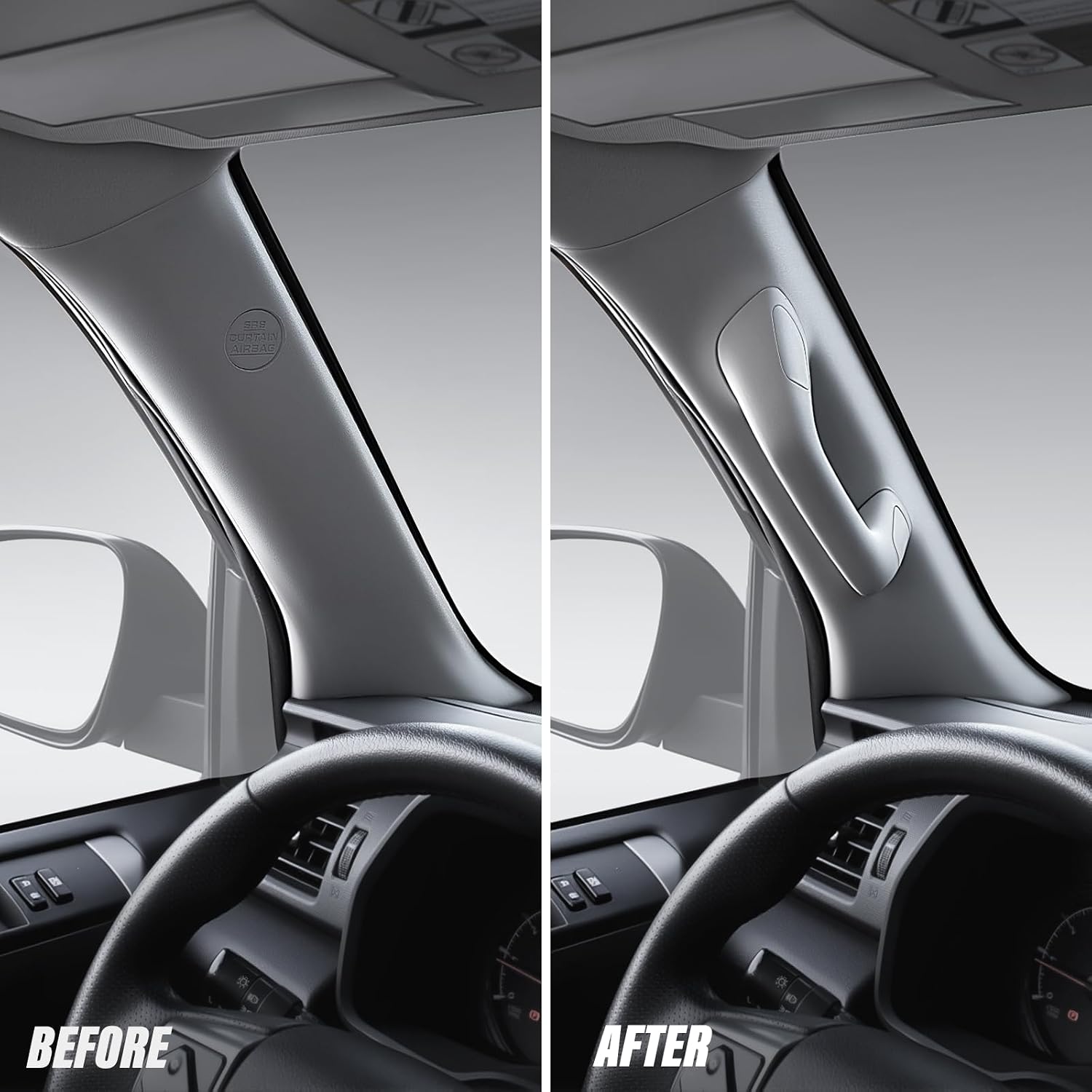 Driver Side A-Pillar Grab Handle for Toyota 4Runner 5th Gen (2010-2024), OEM-Style Texture, Matches Passenger Side, Sturdy & No Creaking Noise, Easy Installation (Gray)