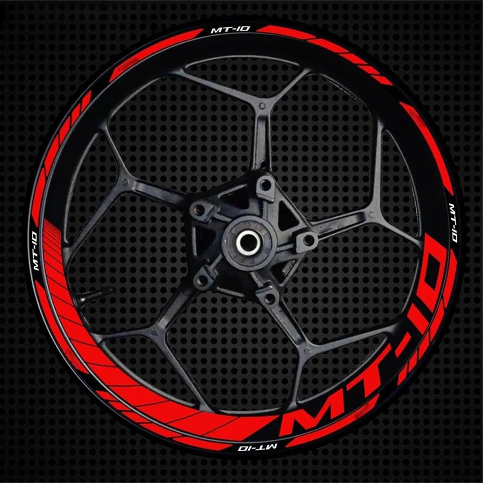 Abziehbild Reflektierender, Wasserfester Aufkleber Für Yamaha MT10 MT-10 2022 Motorradaufkleber 17 Zoll Radnaben-Dekorationsset Felge MT 10(Rosso)