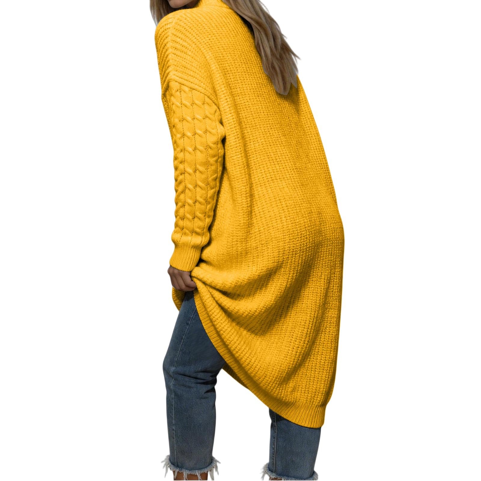 Cardigan Lungo Donna con Bottoni, Maglione Morbido e Leggero in Maglia