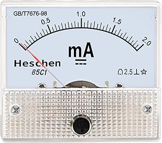 Heschen 85C1-2mA - Medidor de corriente rectangular montado en panel (CC), 0 a 2 mA Clase 2,5, color blanco