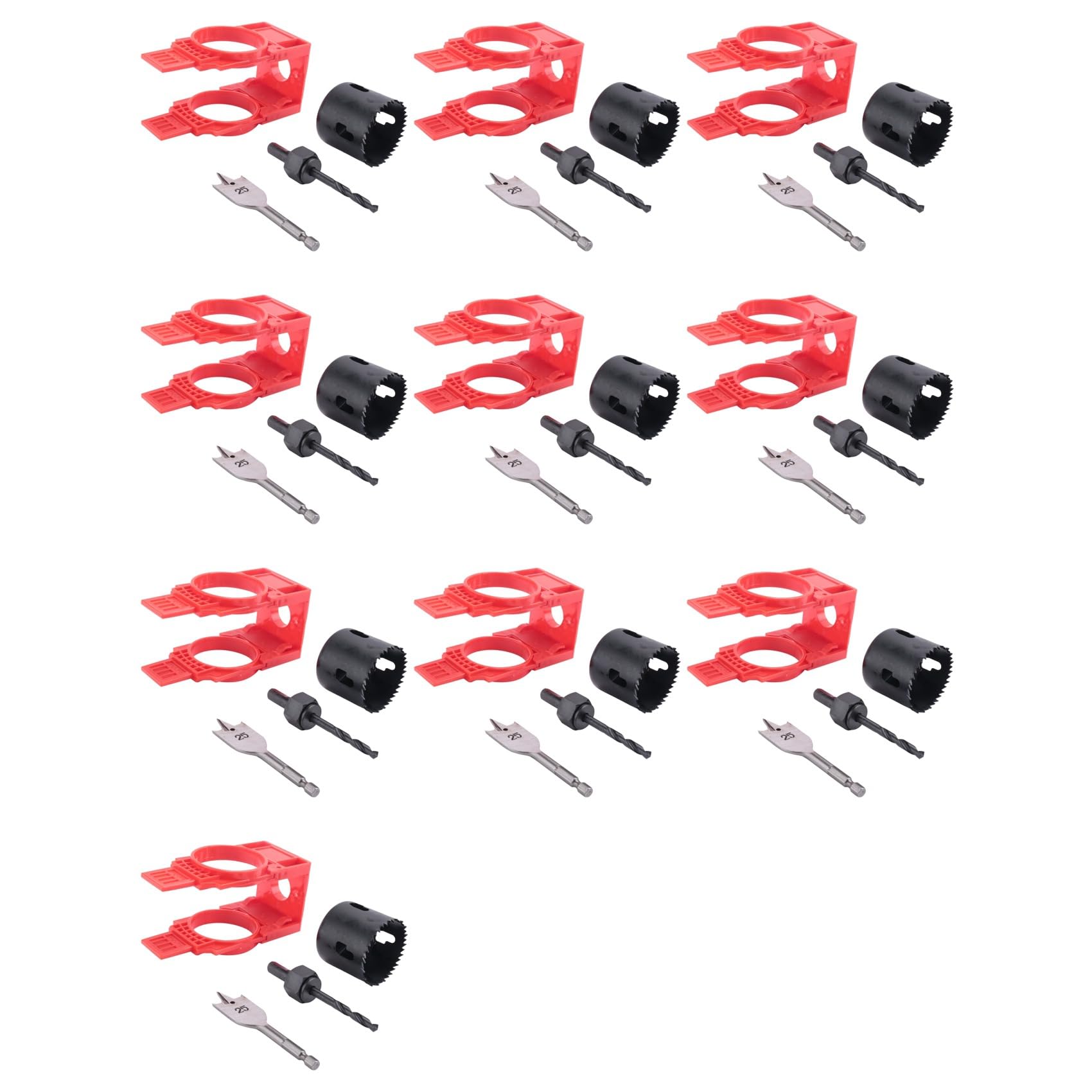 Jnchdghwa Red 10X Door Lock Installation Kit,Door Hole Drilling Kit For Deadbolts And Locksets With Guide Template, Door Lock Hole Saw