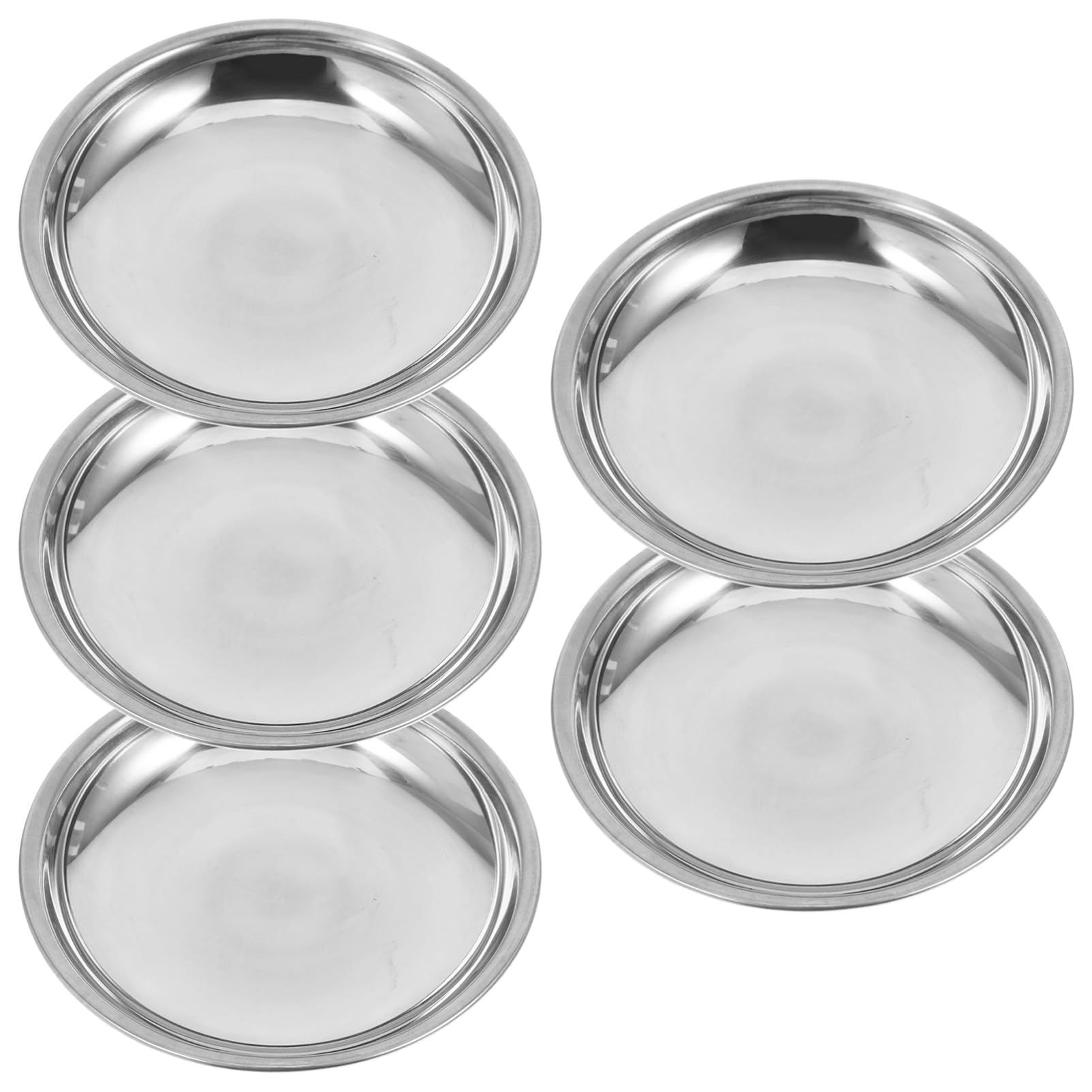 Mobestech Set of 5 Stainless Steel Sauce Dishes Round Trays Small Serving Trays for Condiments