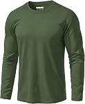 EKLENTSON T-shirts en coton cou rond manches longues Plain Tee Moisture Wicking Casual Tshirts couleur unie pour homme