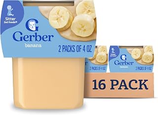 Gerber Stage 2 Banana Baby Food Puree Tubs 16-Pack Non-GMO No Artificial Flavors 6 Months+