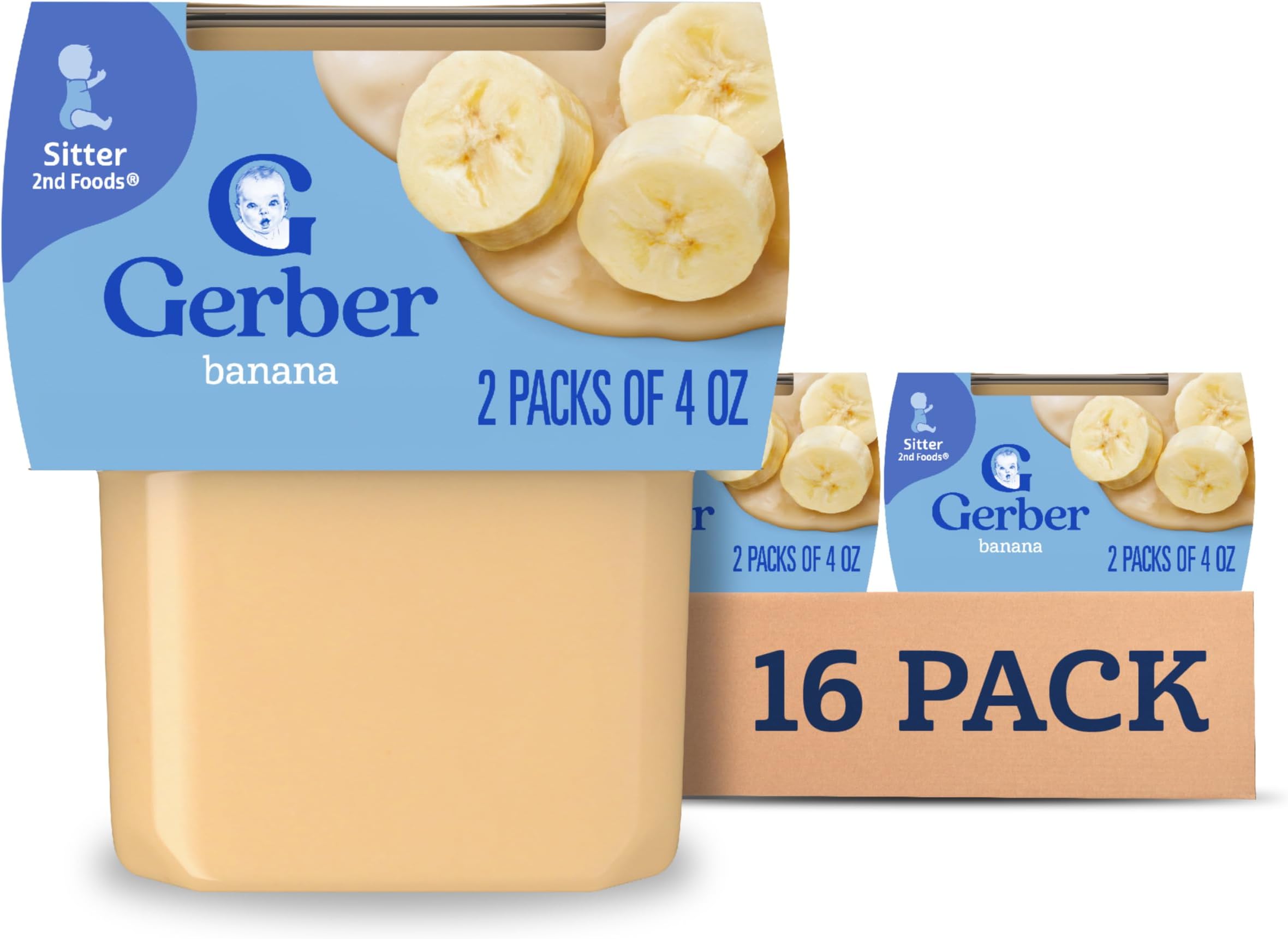 Stage 2 Baby Food, Banana Puree Tubs, No Artificial Colors or Flavors, Baby Puree, 16-Pack