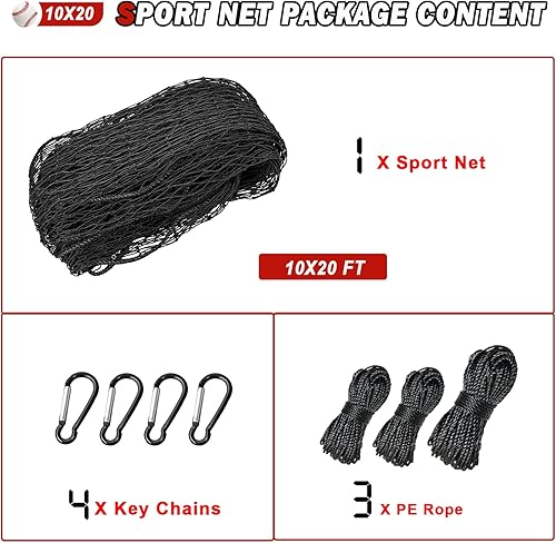 Miniatura 10 de AOLIGEIJS Redes de backstop de sóftbol de béisbol,Red deportiva,Barrera de red deportiva,Red deportiva para patio trasero,Red de PE anudada retorcida