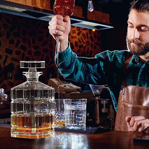 Miniatura 6 de Decantadores de whisky de cristal, decantador sin plomo con tapón de vidrio, decantador de vodka para vino, bourbon, brandy, licor, jugo, agua,