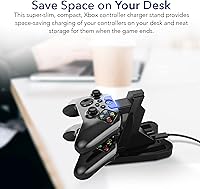 Vista 7 de Charging Dock Stations Dual Xbox Charging Station with USB Cable and LED Indicator Xbox one Controller Charger Compatible with One S, One X Fast