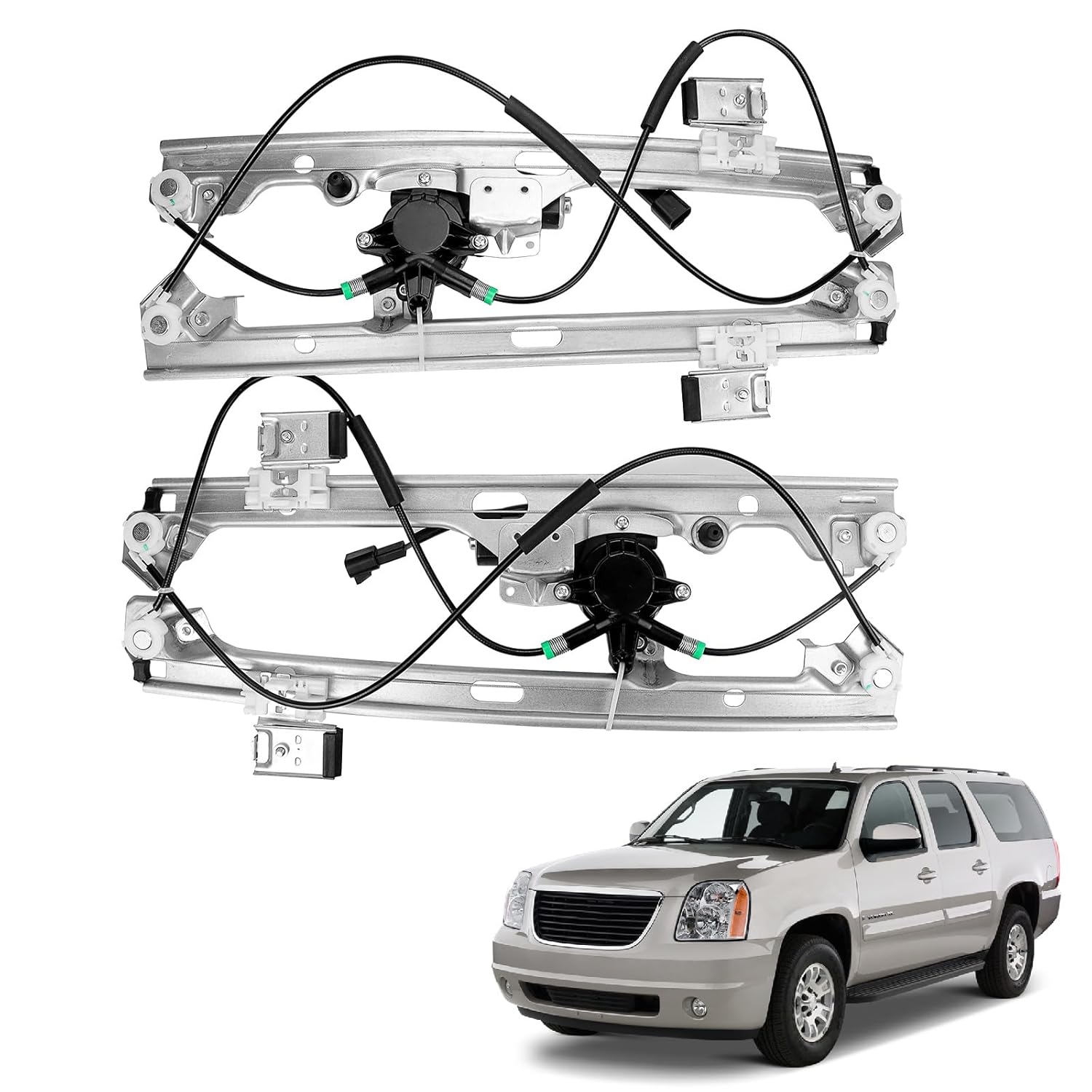 Front Driver & Passenger Side Power Window Regulator & Motor Assembly Compatible with Chevy Silverado Tahoe Suburban Avalanche GMC Yukon Sierra Cadillac Escalade 2000-2006 Replaces 741-644 741-645