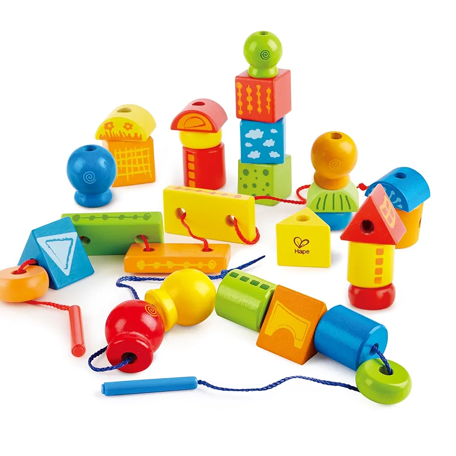 Amazon.com: Hape String-Along Shapes | Classic 32 Piece
