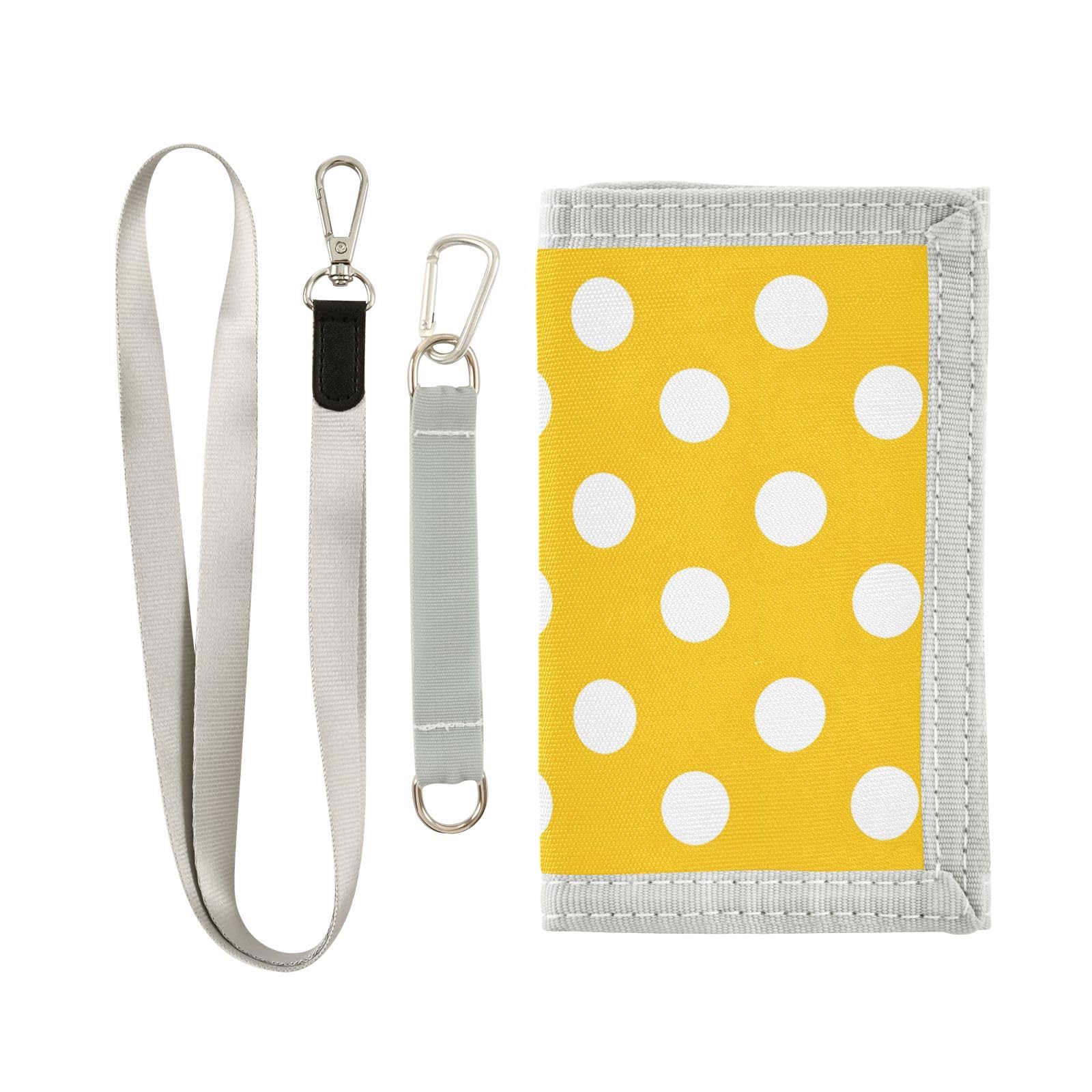 ALAZA Kids Wallets for Boys Girls Toddler Trifold Wallet Children Small Yellow Polka Dots with Zipper Coin Pocket