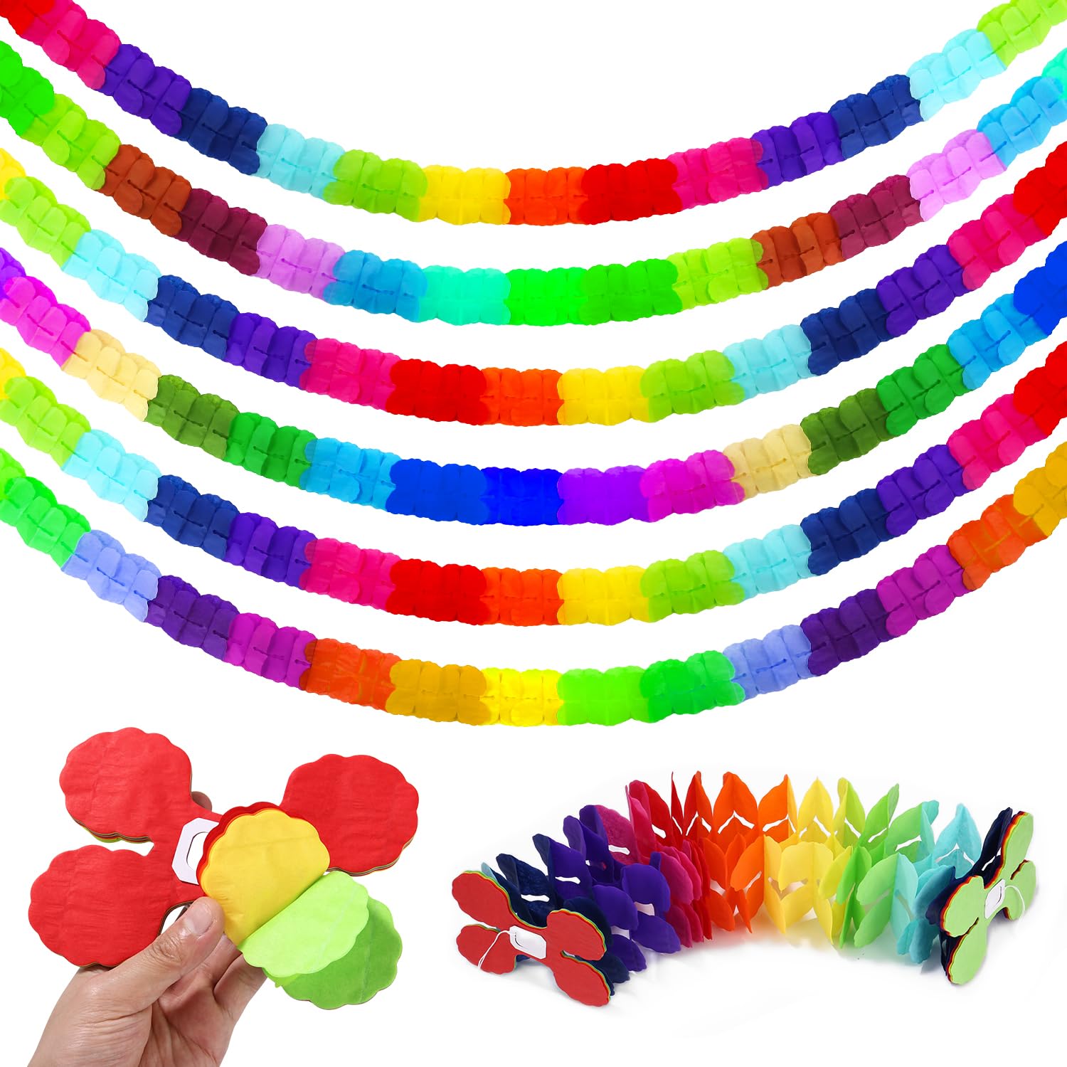 6 Stück Bunte Papier Girlanden 3 Meter - Party Deko Für Geburtstag & Feste