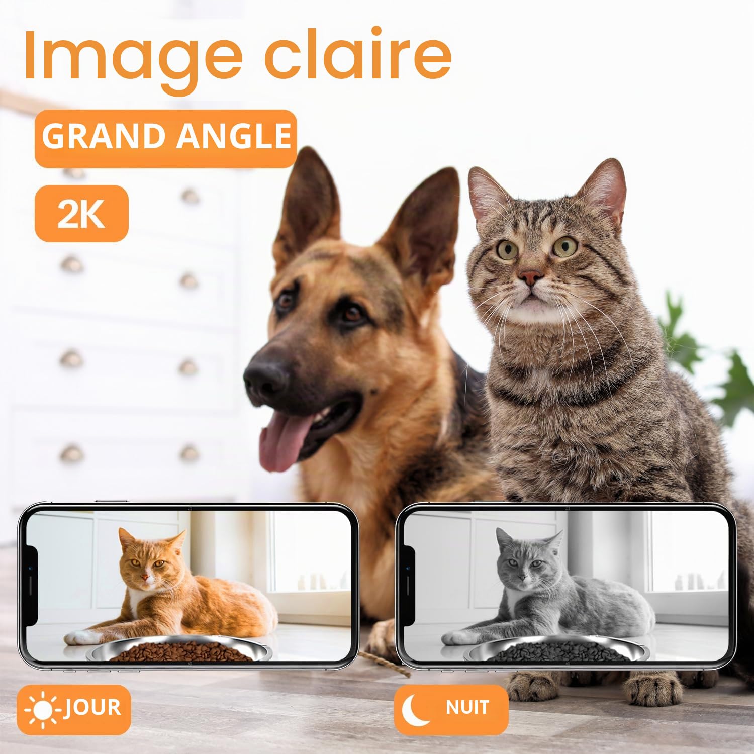 Mangeoire automatique pour chat avec caméra 2K, application intelligente, distributeur de nourriture de 6 L, repas minutés, Wi-Fi 2,4 G/5 G