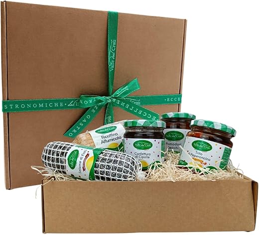 Valle del Crati Easter Basket with 5 Products | Easter Gift Box | Easter Basket with Cheese, Cakes, Preserves and Spreads | Easter Gift