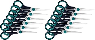 Westcott 30252 00 – Tijeras de I Easy Grip Izquierda Mano, Acero inoxidable, 12 unidades, 13 cm), color azul/negro
