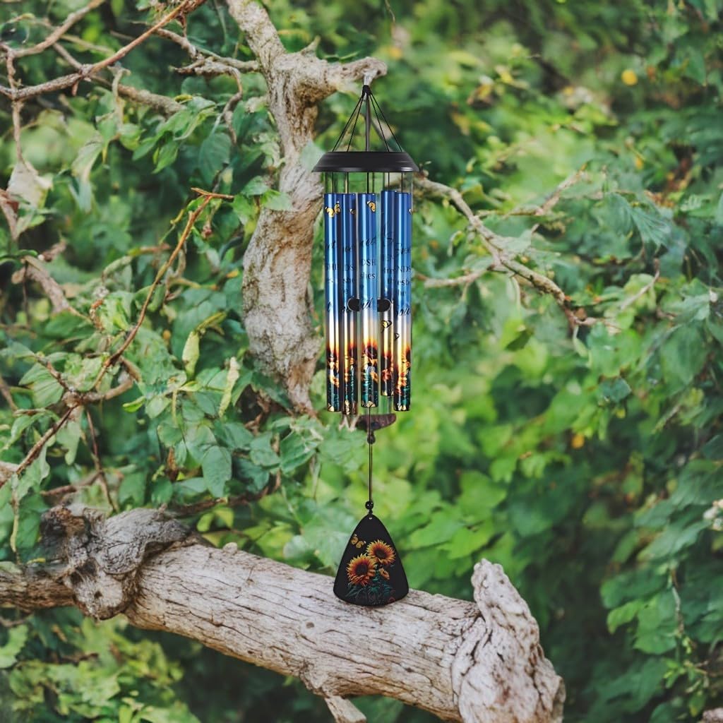 ICE ARMOR 30" Long Sunflower Stamped Tube Wind Chime Statue Sculpture Ornament Decoration Home/Room Decor and Gift Ideas for Housewarming, Holidays and Birthdays Great Collectible Addition