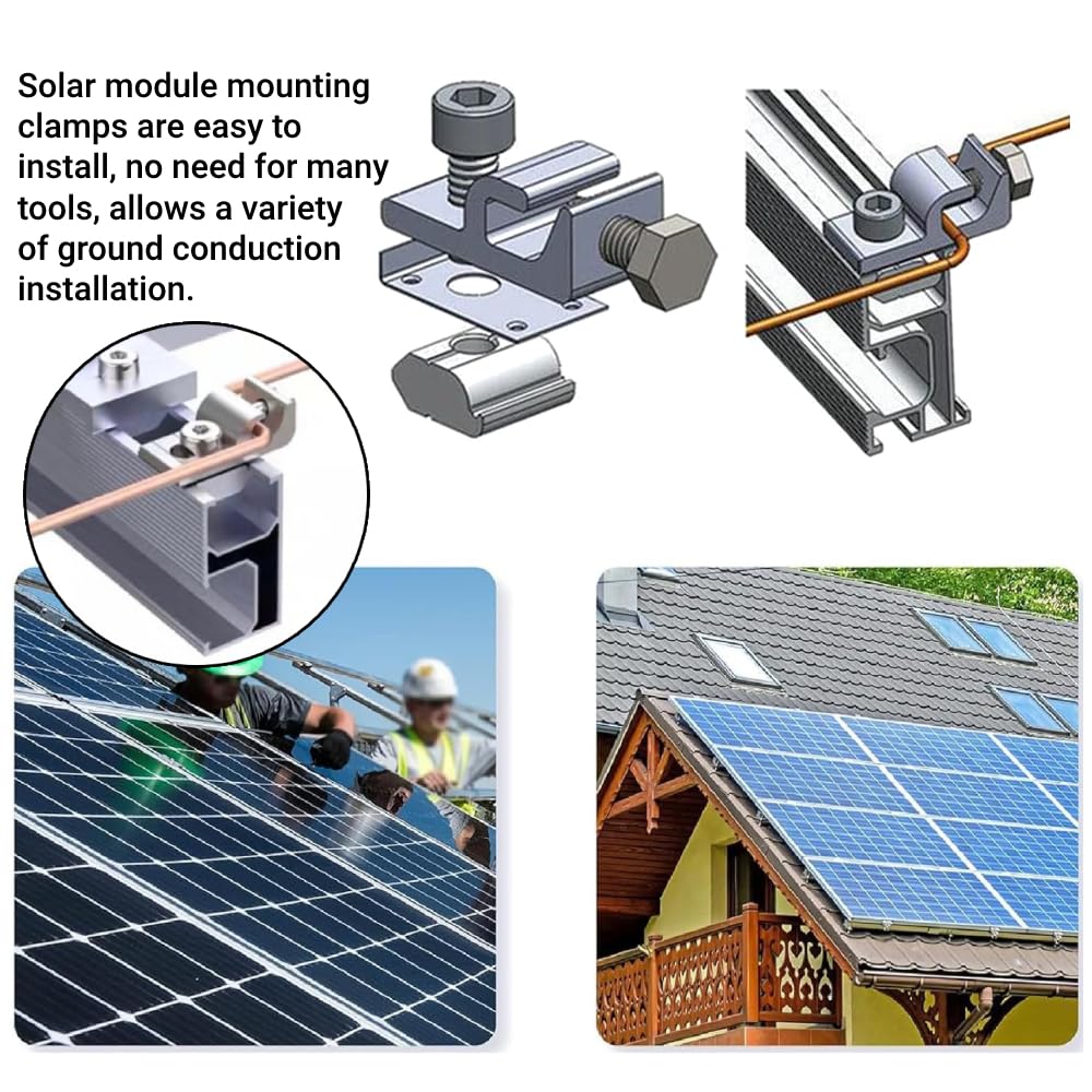 10PCS Solar Mounting System Grounding Clip Lug Bracket Clamps Photovoltaic Support Parts Coupling Earthing Cable Clamp