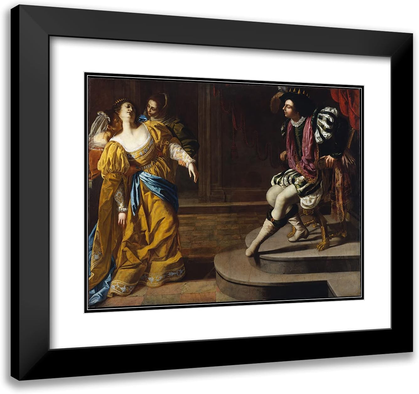 ArtDirect Artemisia Gentileschi 24x19 Black Modern Frame and Double Matted Museum Art Print Titled - Esther Before Ahasuerus