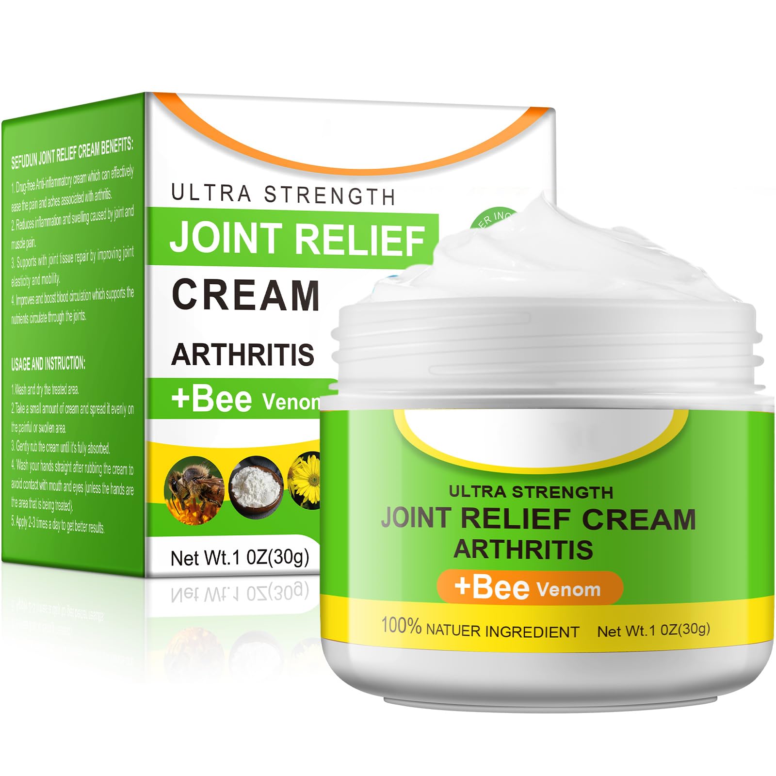 Bee Venom Joint and Bone Cream, for Back,Neck,Hands, Powerful Topical Arthritis Pain Relief, Fast Absorbing Joint Relief Cream for Soothing Relief for Joint Pain, Muscle Pain, Muscle Soreness (30g)