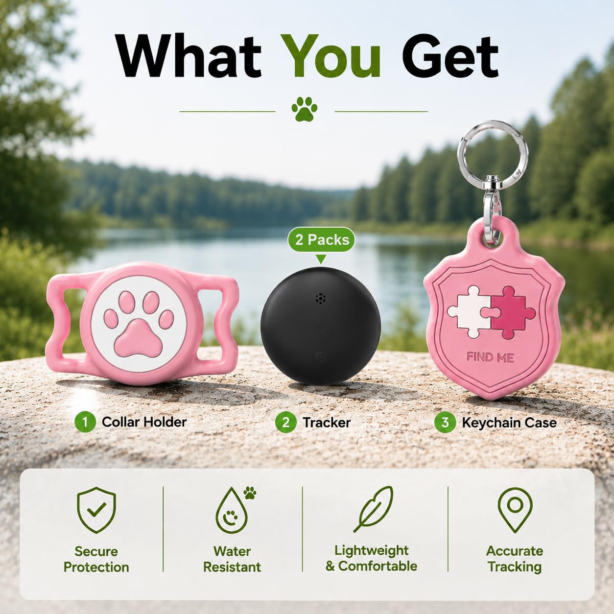 Localizzatore GPS per cani e gatti con Apple Find My (rosa)