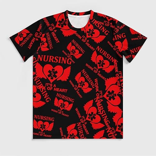Miniatura 3 de Nursing Angel Heart Men's Graphic T-Shirt Personalized Short-Sleeve Tee Shirts Fashion Shirts Top for Home Work