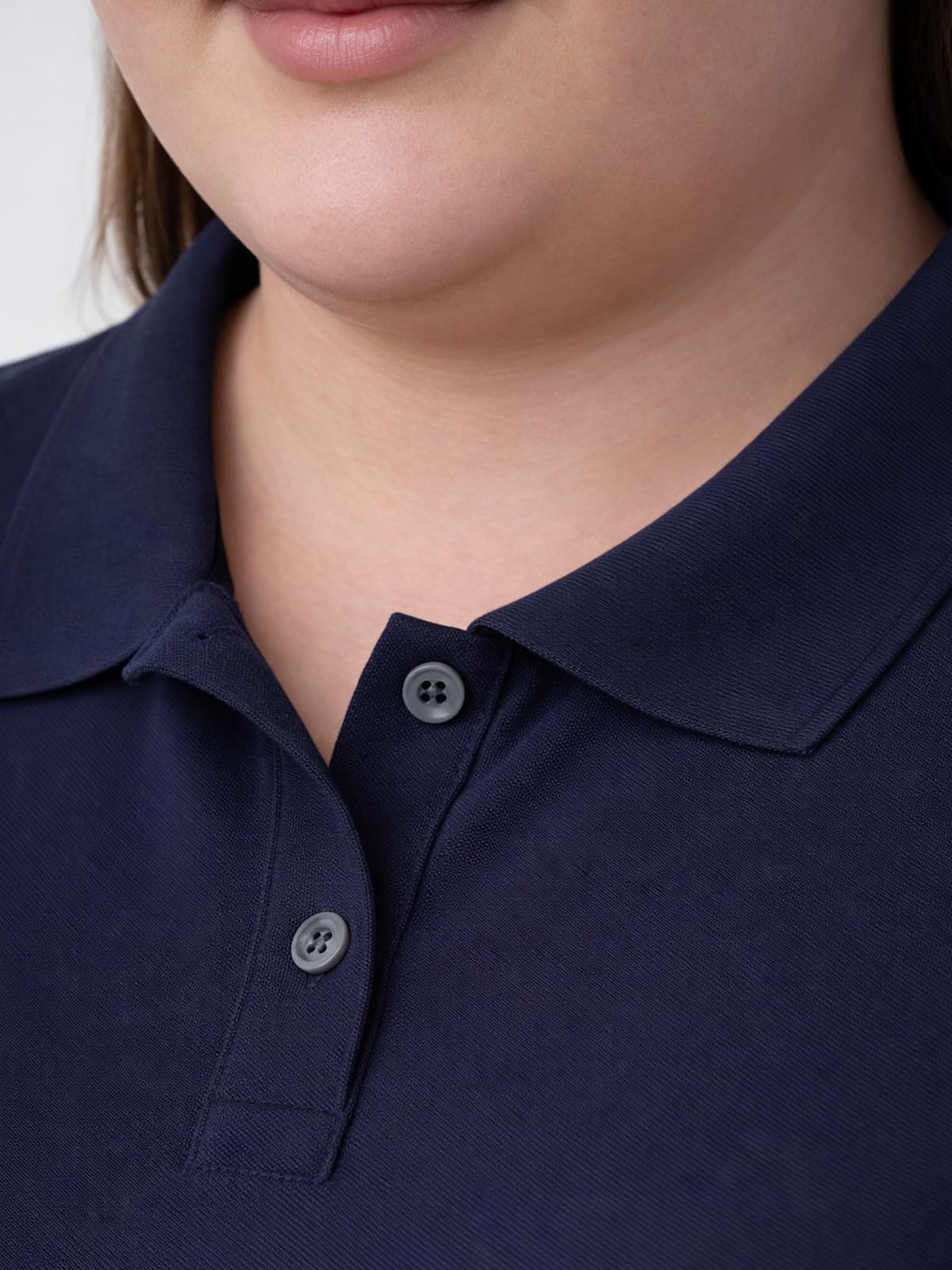 Junebérry® Polo da donna taglie forti, in cotone di alta qualità, vestibilità regolare, polo da donna in tinta unita (3XL-5XL)