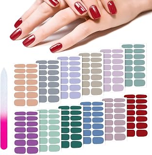 Maitys 168 Pcs 12 Sheets Full Wrap Nail Stickers Polish Strips Gradient Stickers Glitter Self Adhesive DIY Gel Nail Strips Decals with 1 Pcs Fingernail Files for Holiday Decor(Elegant Style)