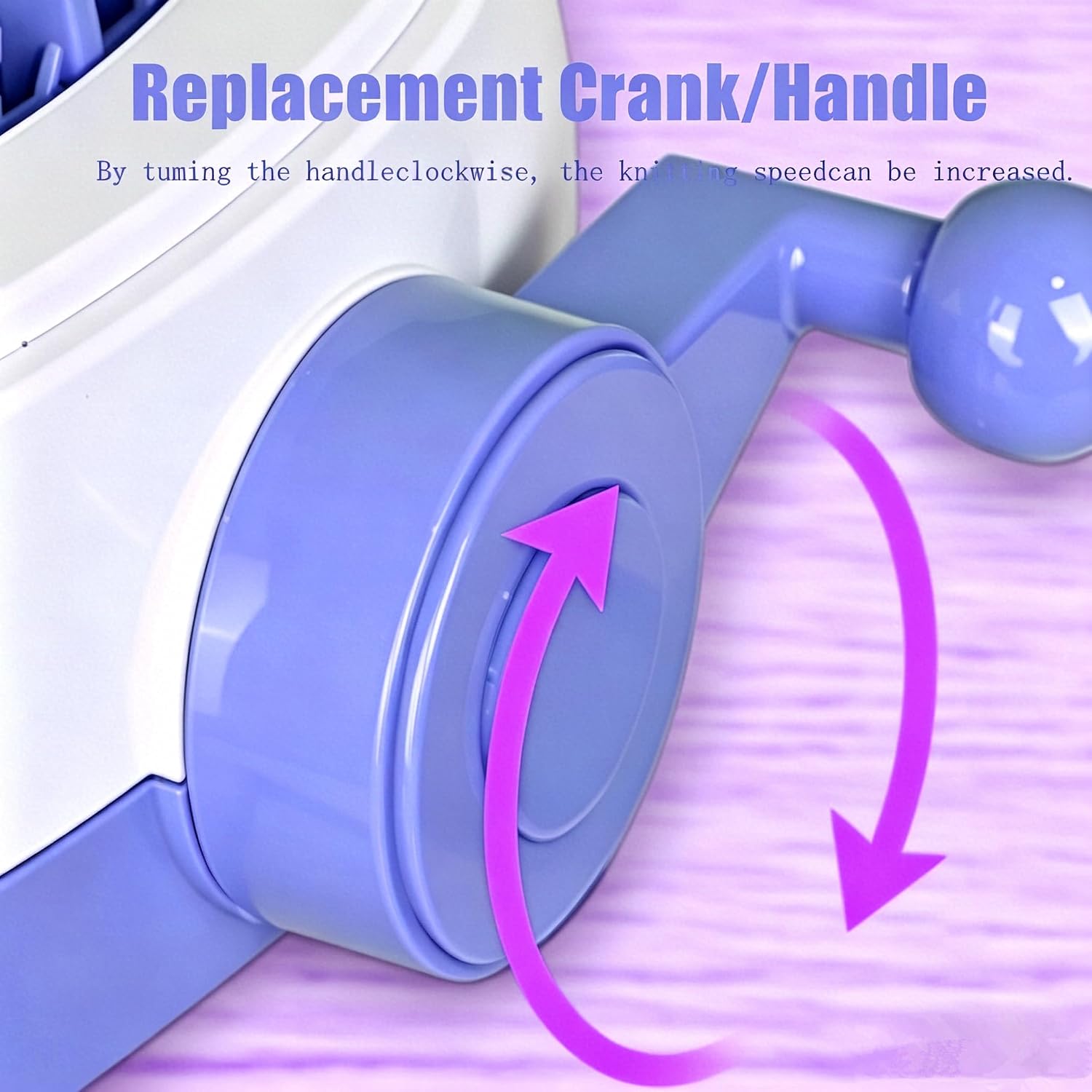 Replacement Crank Handle Adapter for Sentro 48-Pin Knitting Machine – Compatible with Sentro 48 Crank/Handle, Manual Cylindrical Knitting Machines – Plastic Loom Needle Connection Handle (Blue Hand)