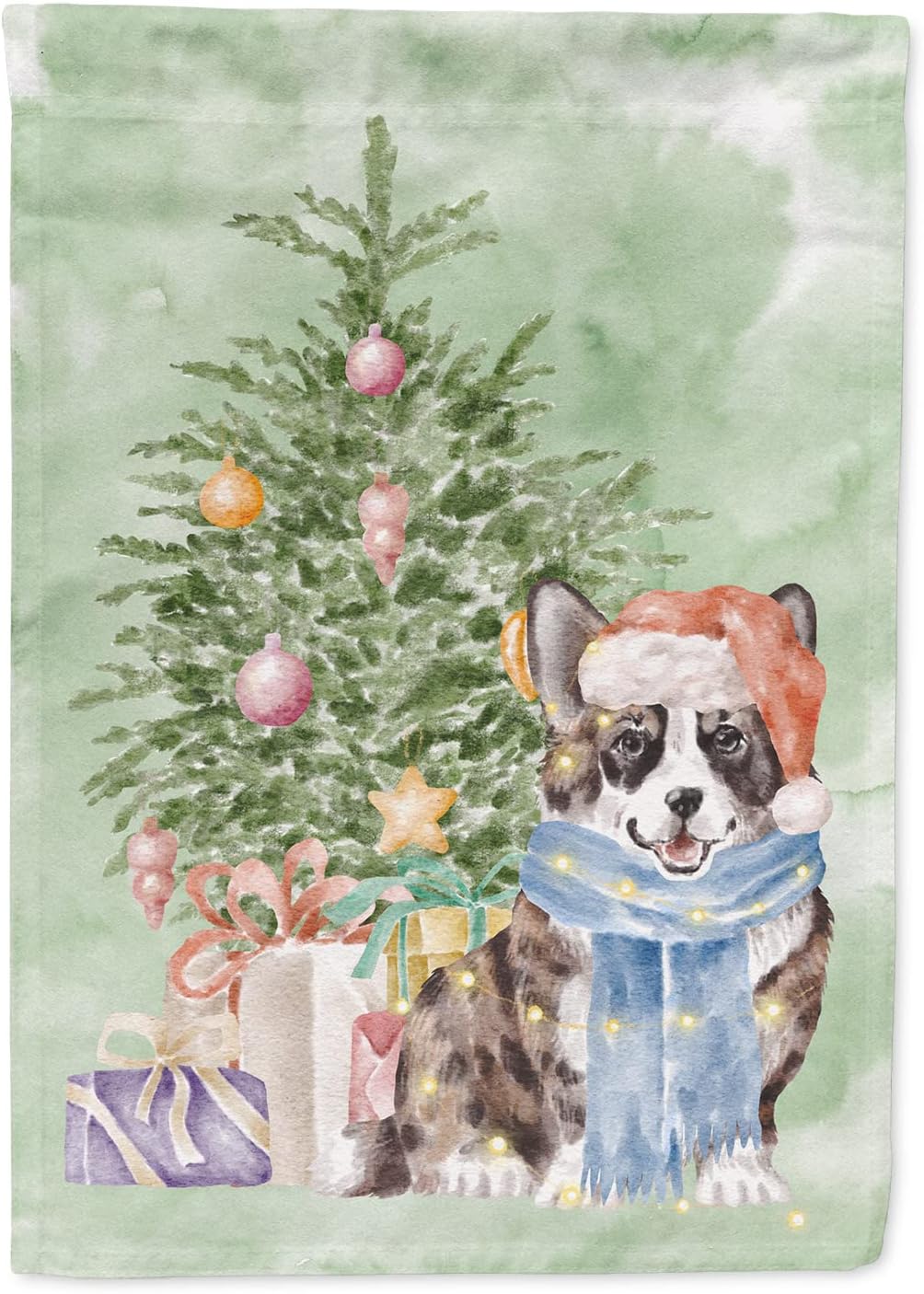 Caroline's Treasures CK8189CHF Corgi Cardigan Christmas Presents and Tree House Flag Large Porch Sleeve Pole Decorative Outside Yard Banner Artwork Wall Hanging, Polyester, House Size, Multicolor