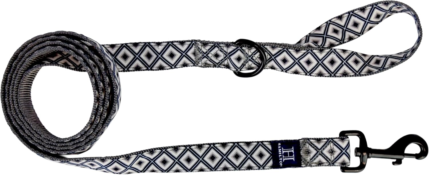 Hamilton 6 Foot Nylon Dog Leash, 1 Inch Wide, Red Bandana Ribbon Overlay, Medium/Large