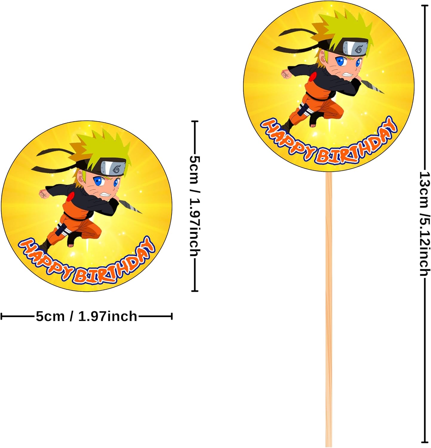 18x Nija Cupcake Toppers – Strong Picks Happy Birthday Décor, Cupcake Decorations for Kids Birthdays