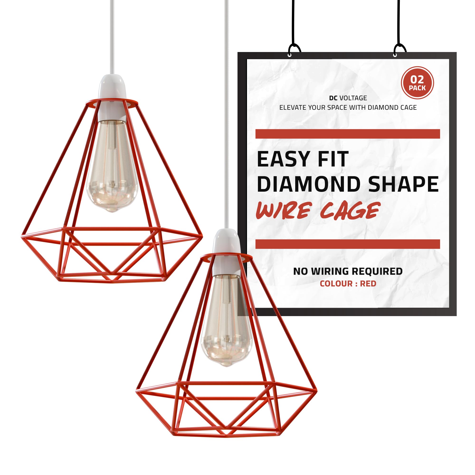 DC Voltage 2 Pack Ceiling Light Wire Basket Metal Basket Pendant Lighting Ceiling Light Shade lamp Shades Ceiling for Indoor Pendant Lights Ceiling Fitting Light fixtures — image 1