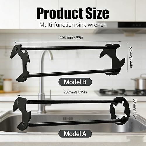 Vista 2 de Llave de fregadero multifuncional, llave de fregadero mejorada 2026, herramienta de fontanería, llave de grifo para fregadero debajo del lavabo