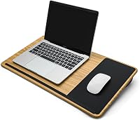 ergomi Laptop Párna Tálca - Ágyban/Kanapén Használható Notebook Tartó, Fa Hatású Asztallap 17" Laptopokhoz, Csúszásgátló Felülettel, Otthoni 1