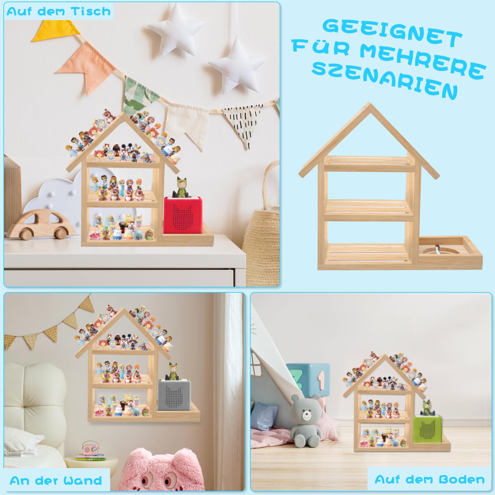 Tonie Regal Kinderzimmer Hausform für bis zu 85 Tonie| Magnetisches Toniebox Regal für Tonie Box und Figuren | Tonieregal Für Jungen & Mädchen
