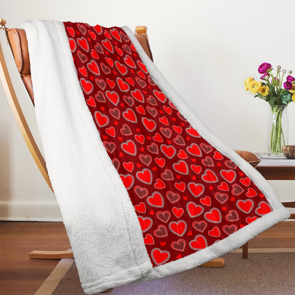 Chic D Coperta In Pile Sherpa Con Scritta Happy Valentine's Day - Morbida E Calda, 127x152 Cm, Motivo Gnomo
