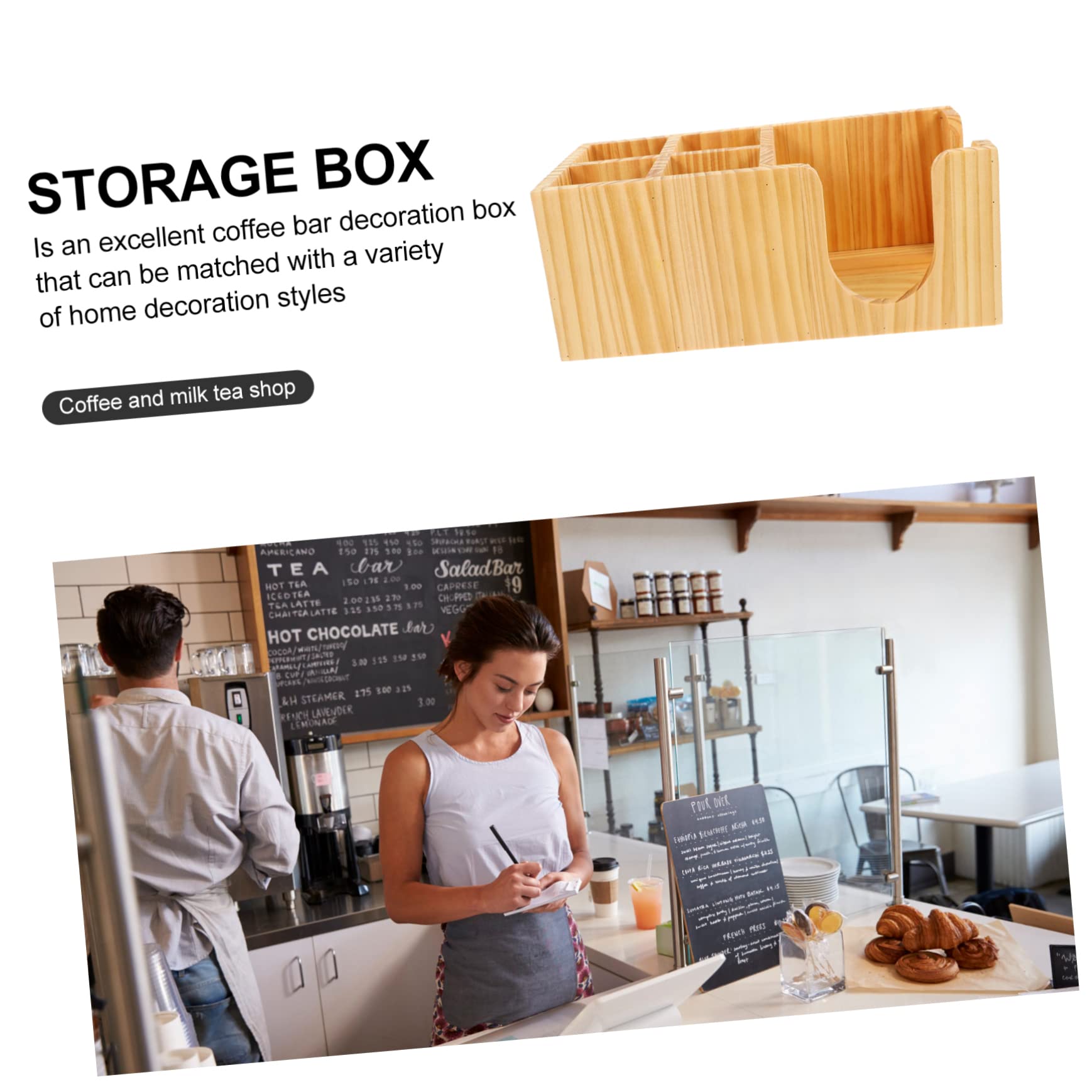 Cabilock Organizer Aufbewahrungsbox Kaffeebar mit Fächern zur Aufbewahrung von Kaffeezubehör und Tee Einfacher Stil Beige für Kaffeestation Am Tresen